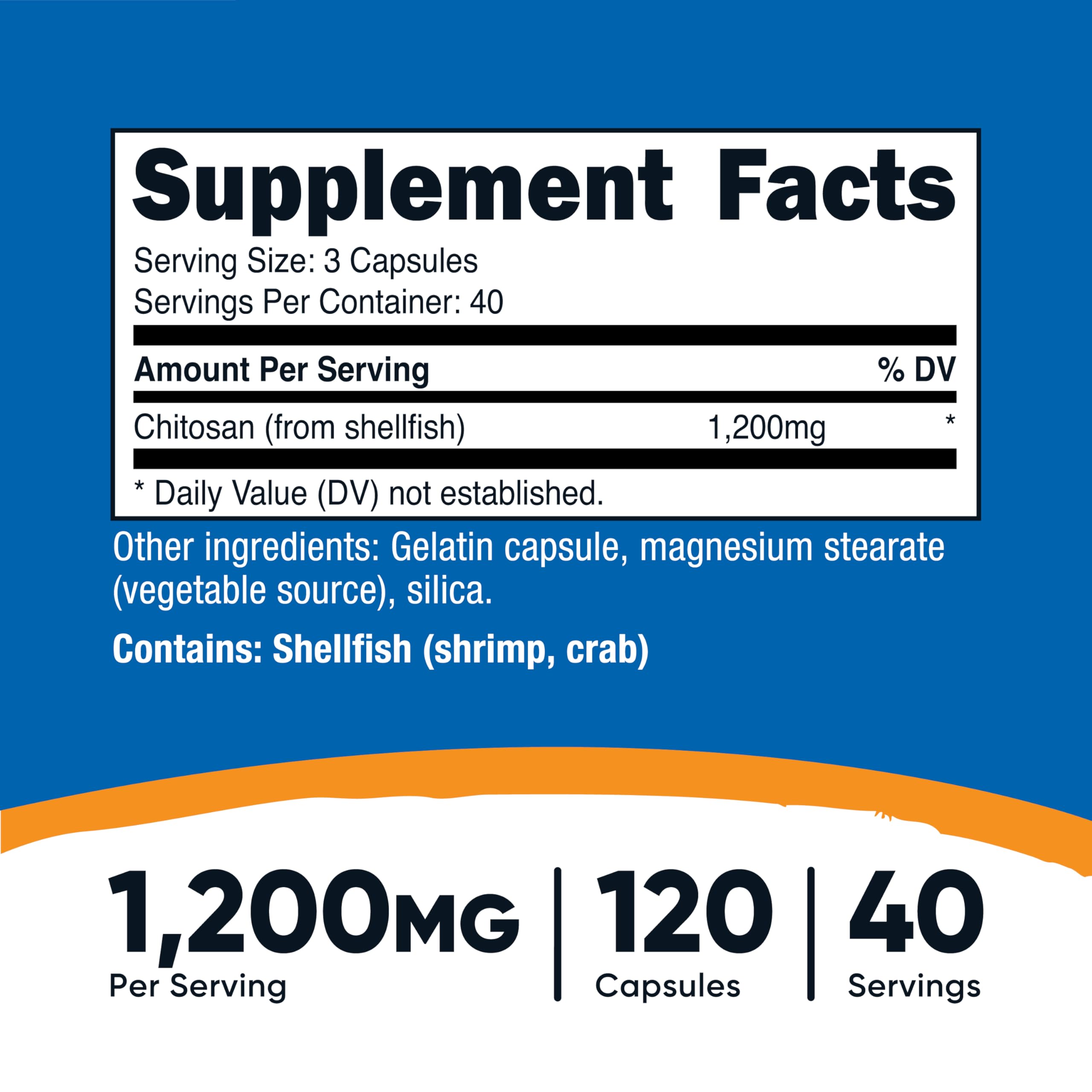 Nutricost Chitosan – capsules près d'un verre, utilisation quotidienne pratique.