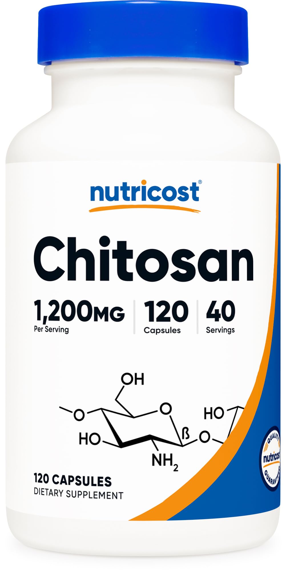 Nutricost Chitosan – bouteille, gélules 1200 mg, prise pratique.