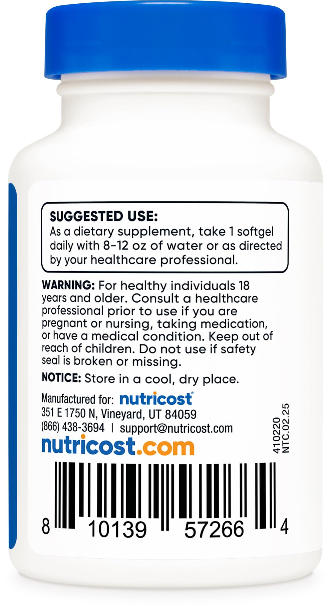 Capsules Nutricost Chlorophylle 50 mg, format pratique pour une prise quotidienne.