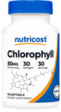Nutricost Chlorophylle : bouteille de 50 mg pour une routine quotidienne simple.