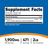 Nutricost Chlorure de magnésium 2 lb — étiquette claire pour vérifier les ingrédients.