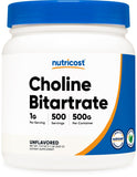 Nutricost Choline Bitartrate en poudre dans une bouteille 500 g prête à l'emploi