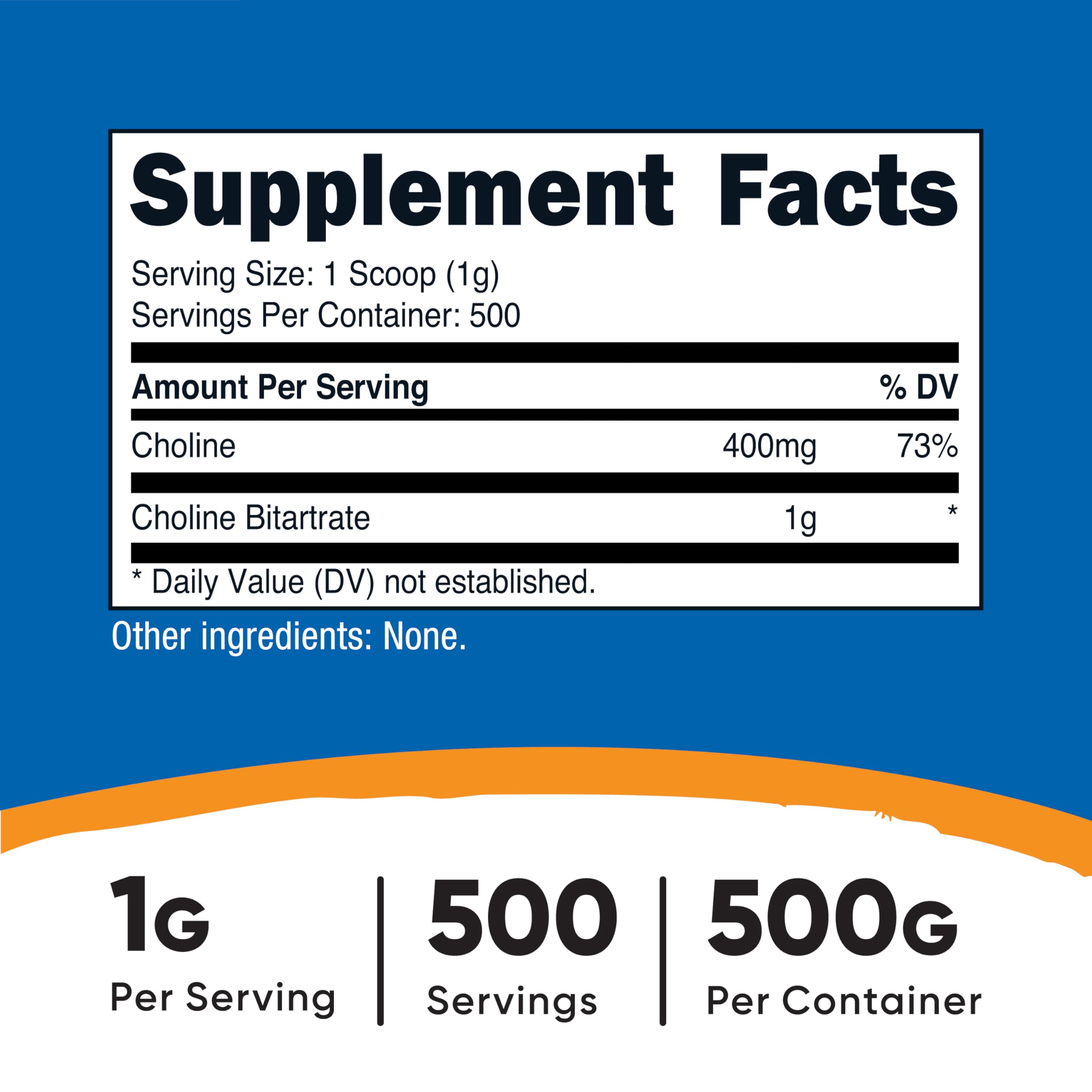Nutricost Choline Bitartrate avec dose-cuillère incluse pour mesurage rapide