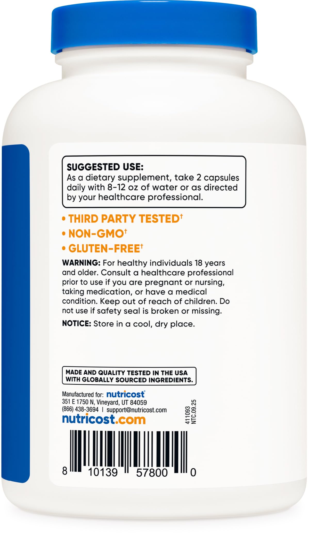 Nutricost Choline et Inositol – boîte d'emballage extérieur affichant le design