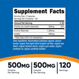 Nutricost Choline et Inositol – capsules blanches faciles à avaler