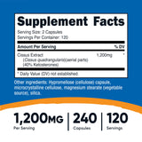 Nutricost Cissus Quadrangularis — capsules deux par portion, facile à intégrer à votre programme.