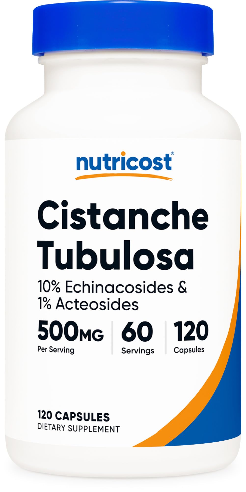 Nutricost Cistanche Tubulosa—bouteille pratique et vegan pour une utilisation quotidienne.