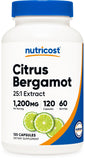 Nutricost Citrus Bergamot Capsules - bouteille clairement étiquetée, pratique pour votre routine quotidienne.
