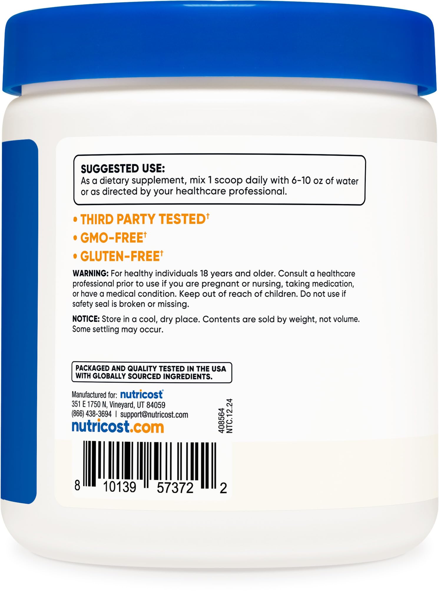 Nutricost CLA poudre sans gluten, option sûre pour les sensibilités.