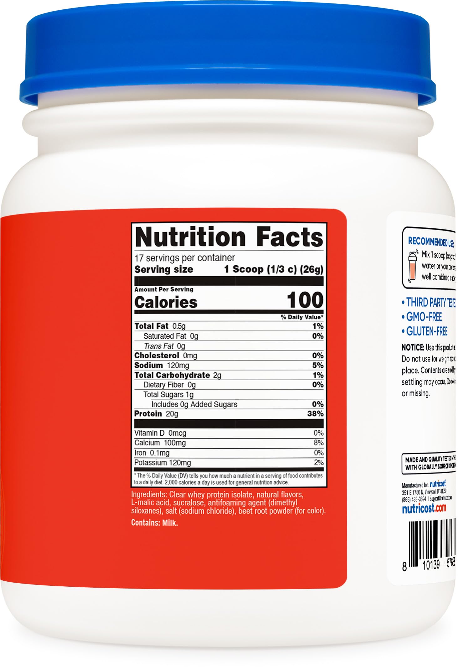 Nutricost Clear Whey Isolate : expérience fruitée sans sucre ajouté