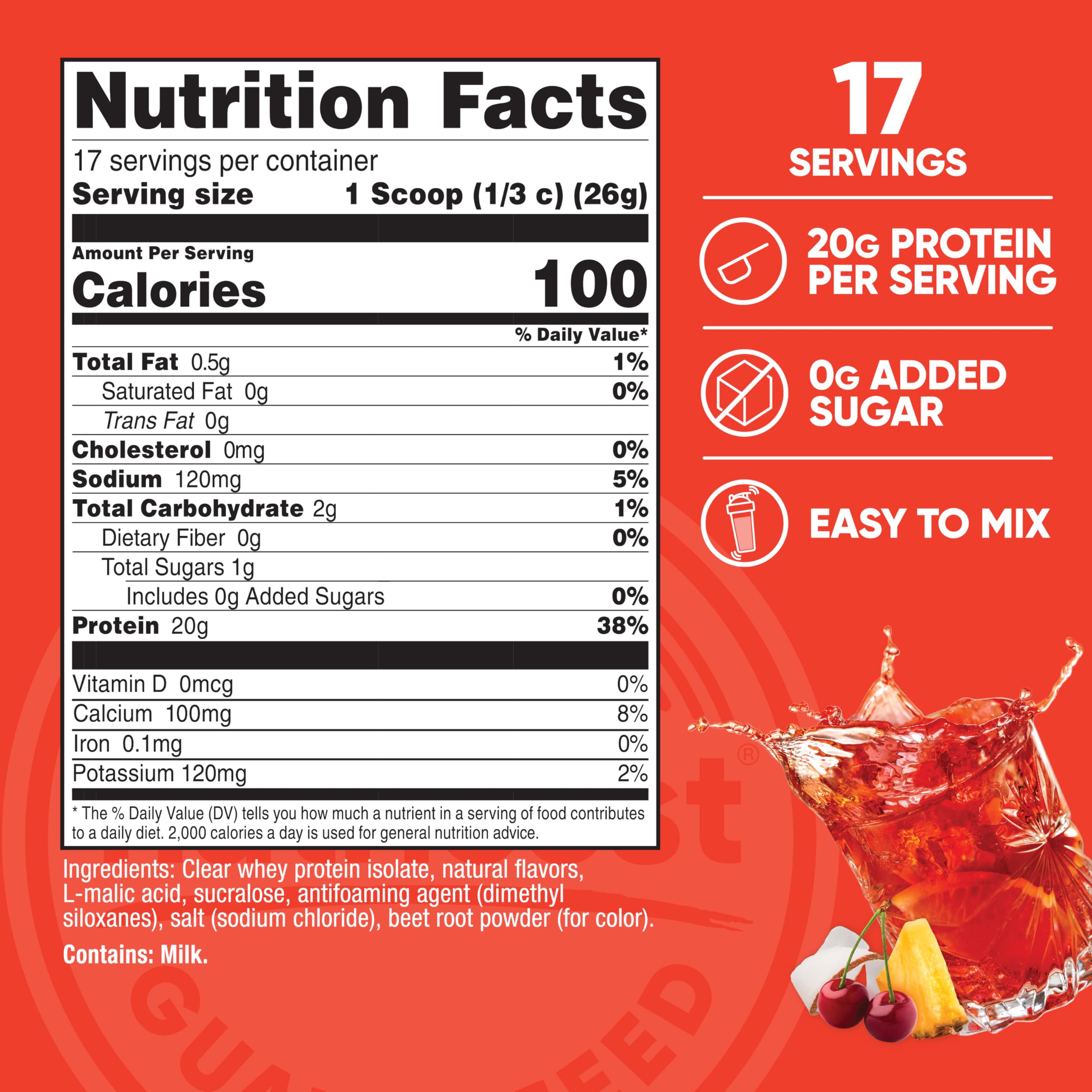 Nutricost Clear Whey Isolate : mélange facile dans un verre frais et coloré