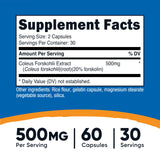 Nutricost Coleus Forskohlii, capsules visibles, dose efficace dans la routine.