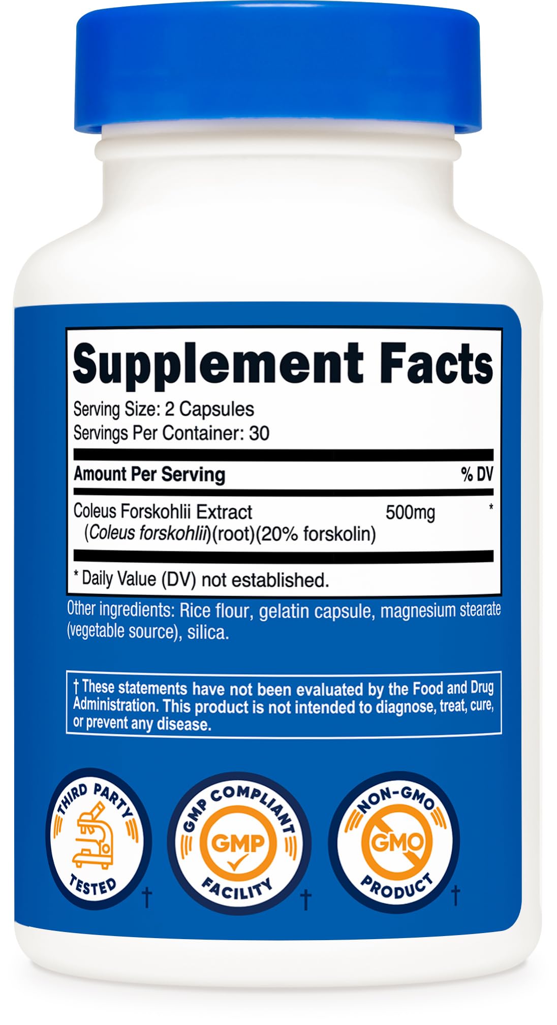 Nutricost Coleus Forskohlii, établissement GMP et FDA enregistré.
