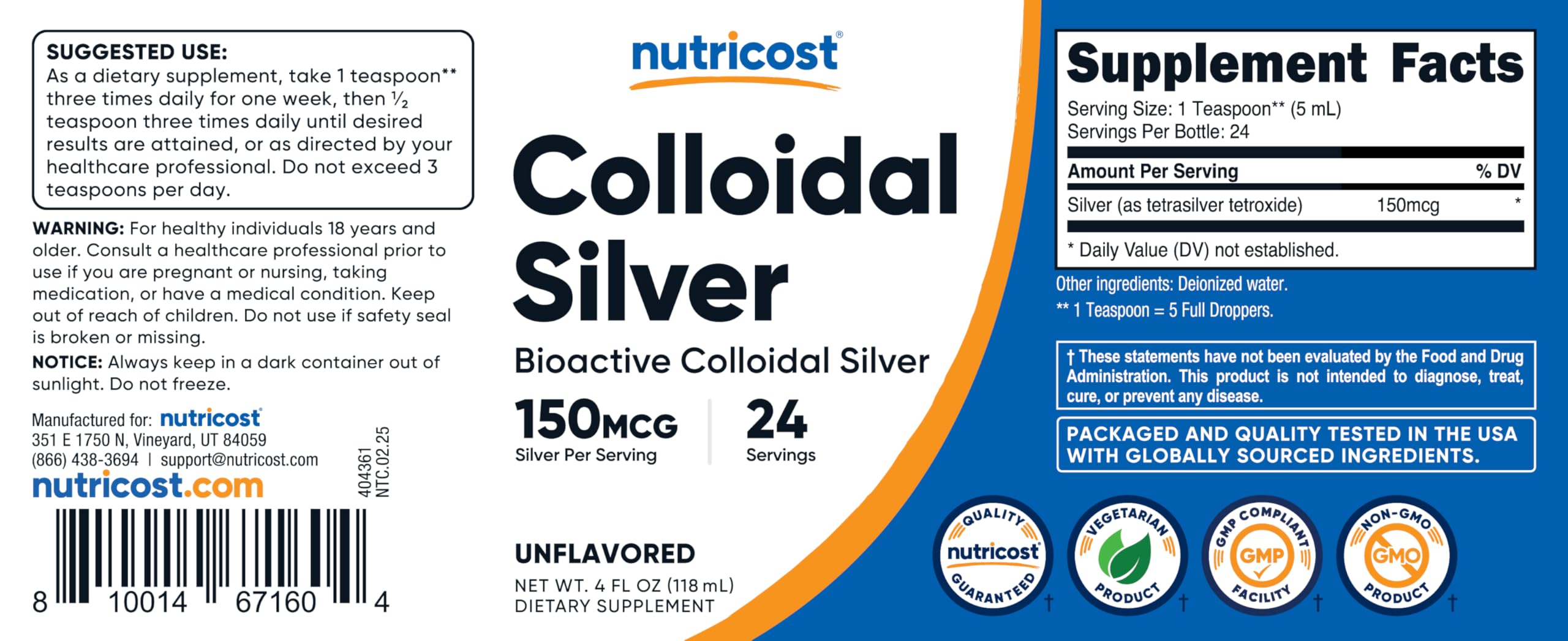 Utilisation domestique pratique avec pipette doseuse Nutricost Colloidal Silver