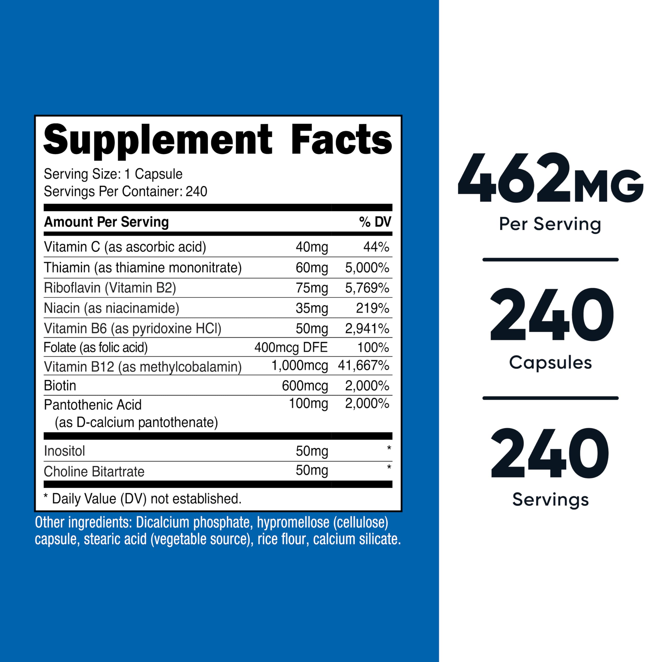 Nutricost Complexe B, capsules végétariennes faciles à intégrer dans votre routine.