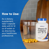 Nutricost Complexe B – ingrédients et vitamines présentés clairement.