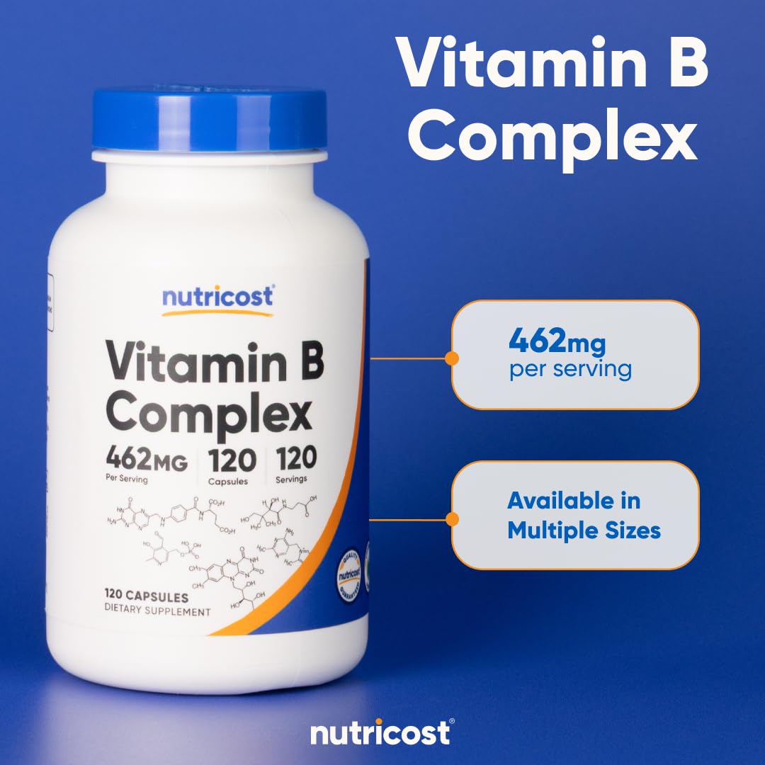 Nutricost Complexe B – tableau nutritionnel pour vérifier les vitamines B et C.