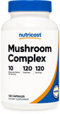 Nutricost Complexe Champignons – bouteille montrant les gélules, soutien potentiel à la vitalité quotidienne
