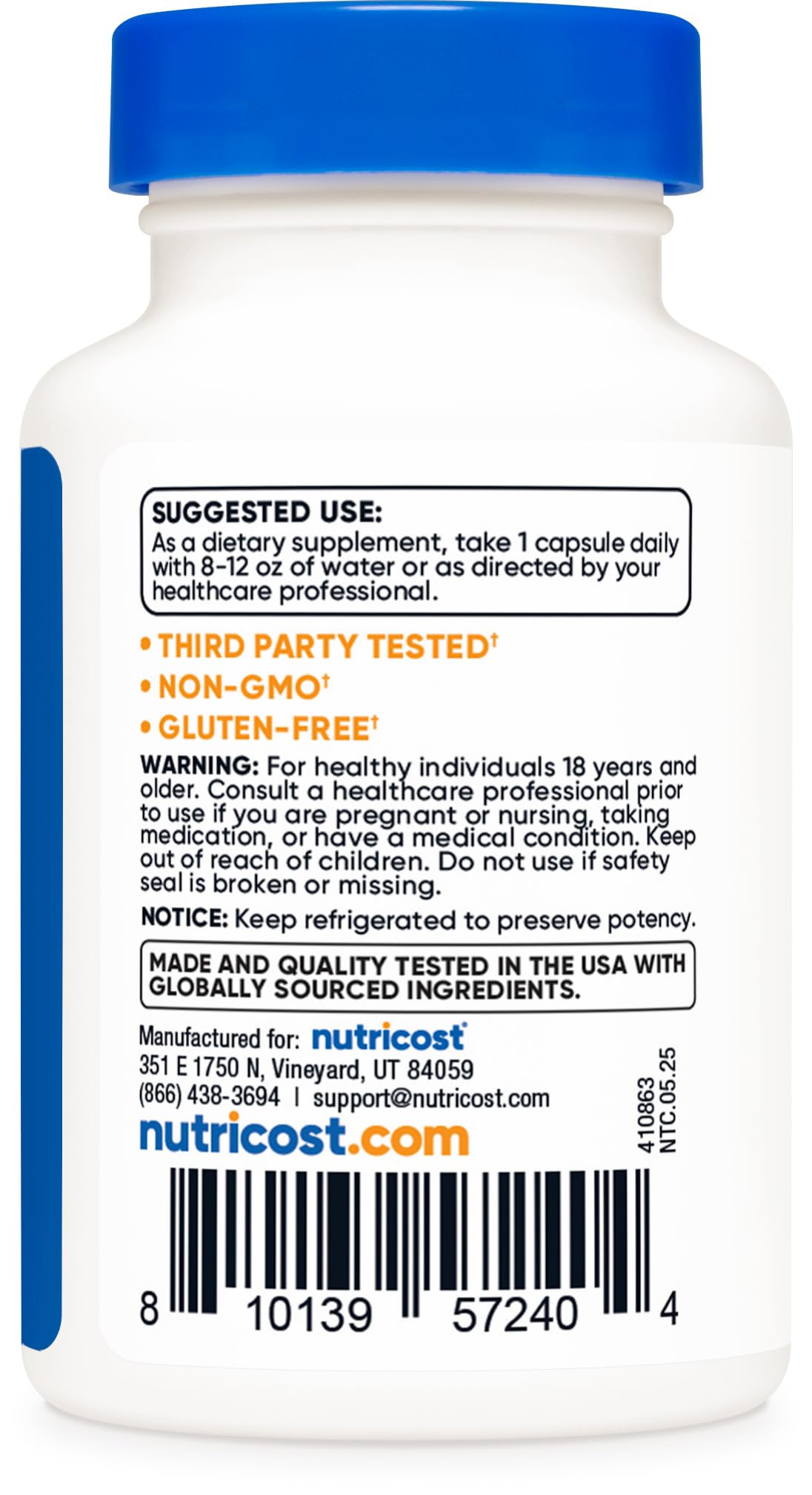 Nutricost Complexe Probiotique – sans OGM et sans gluten pour les régimes spécifiques