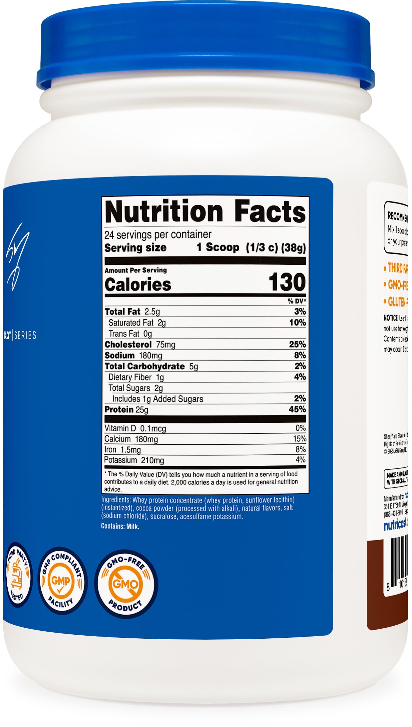 Nutricost Shaq's Double Double Chocolate — sans OGM et sans gluten, idéal pour un mode de vie actif.