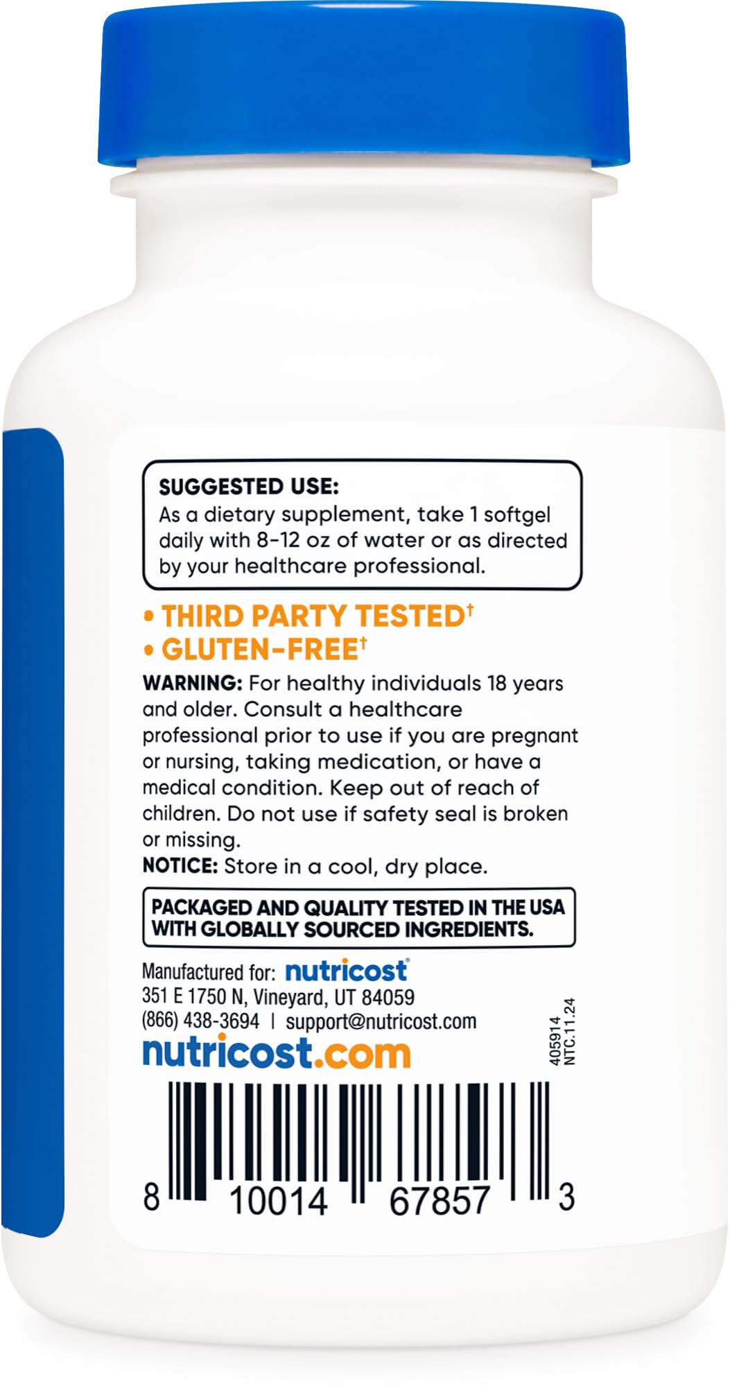 Nutricost CoQ10 Softgels - Dosage 100 mg par gélule pour une utilisation simple