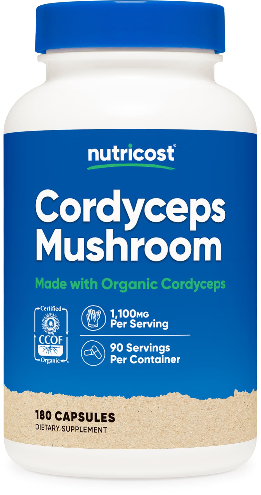 Nutricost Cordyceps – bouteille de capsules pour énergie naturelle au quotidien.