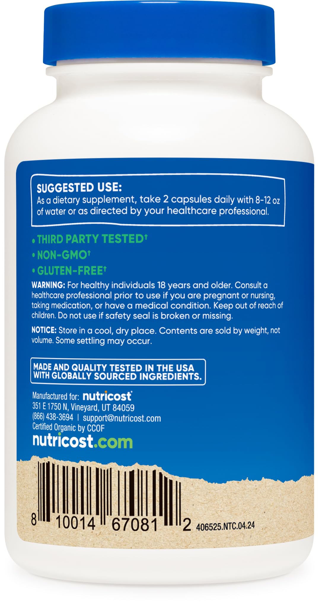 Nutricost Cordyceps – contenant 180 capsules végétales, adapté au régime végétarien.