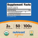 Étiquette Nutricost Cordyceps garantissant l'USDA et une traçabilité solide.