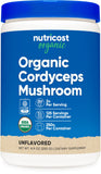 Nutricost Cordyceps en poudre dans la bouteille 250 g, pratique pour l'apport quotidien.