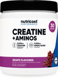 Nutricost Creatine + Aminos en flacon raisin, énergie soutenue pendant l entraînement.