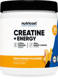 Nutricost Créatine + Énergie: bouteille pêche-mangue prête pour l’entraînement