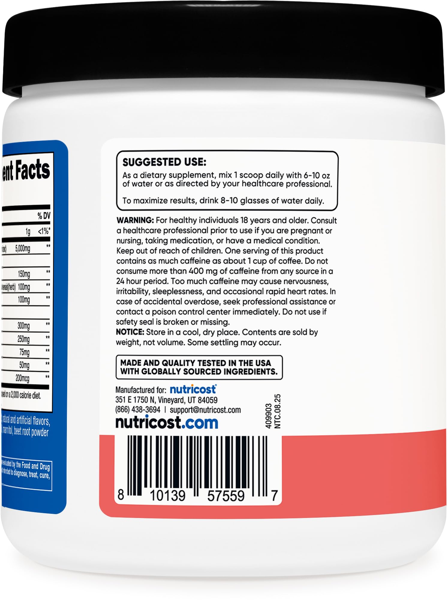 Nutricost Créatine + Énergie : goût pastèque plaisant et énergie prête pour la séance