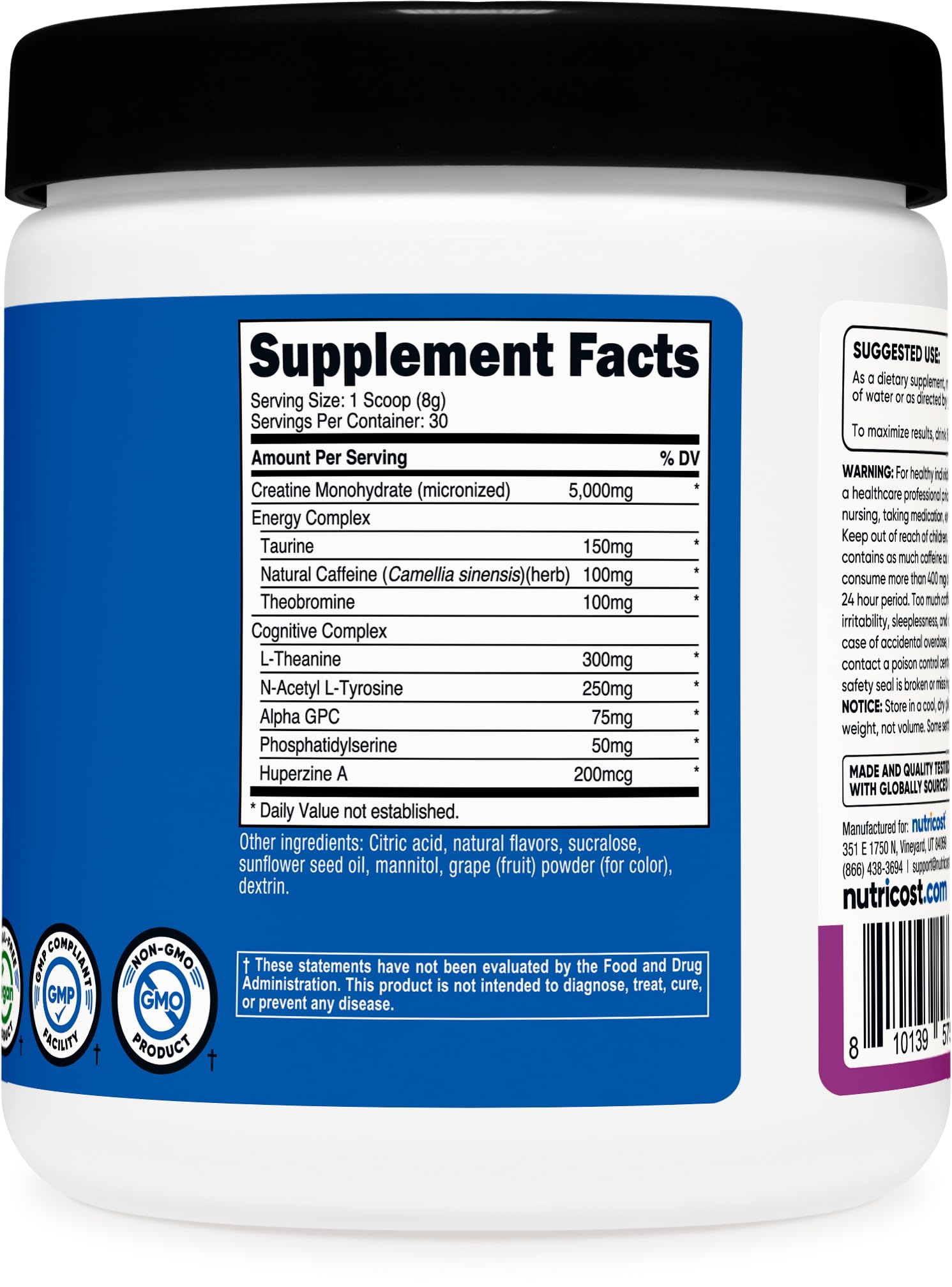 Nutricost Creatine + Energy, focus sur le goût raisin, expérience sensorielle lors du shaker.