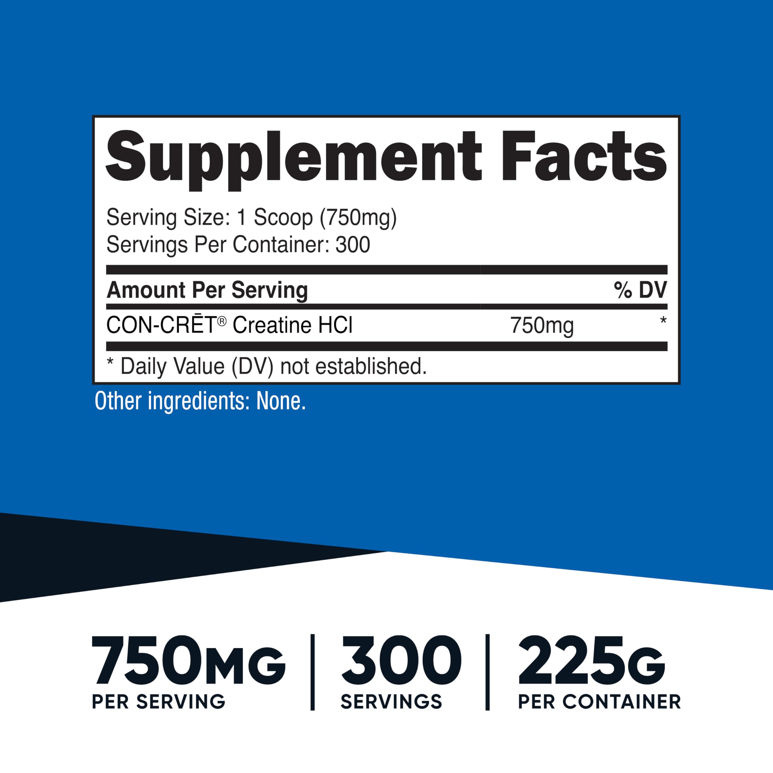 Poudre Nutricost Créatine HCl avec doseur, dosage pratique pour les séances