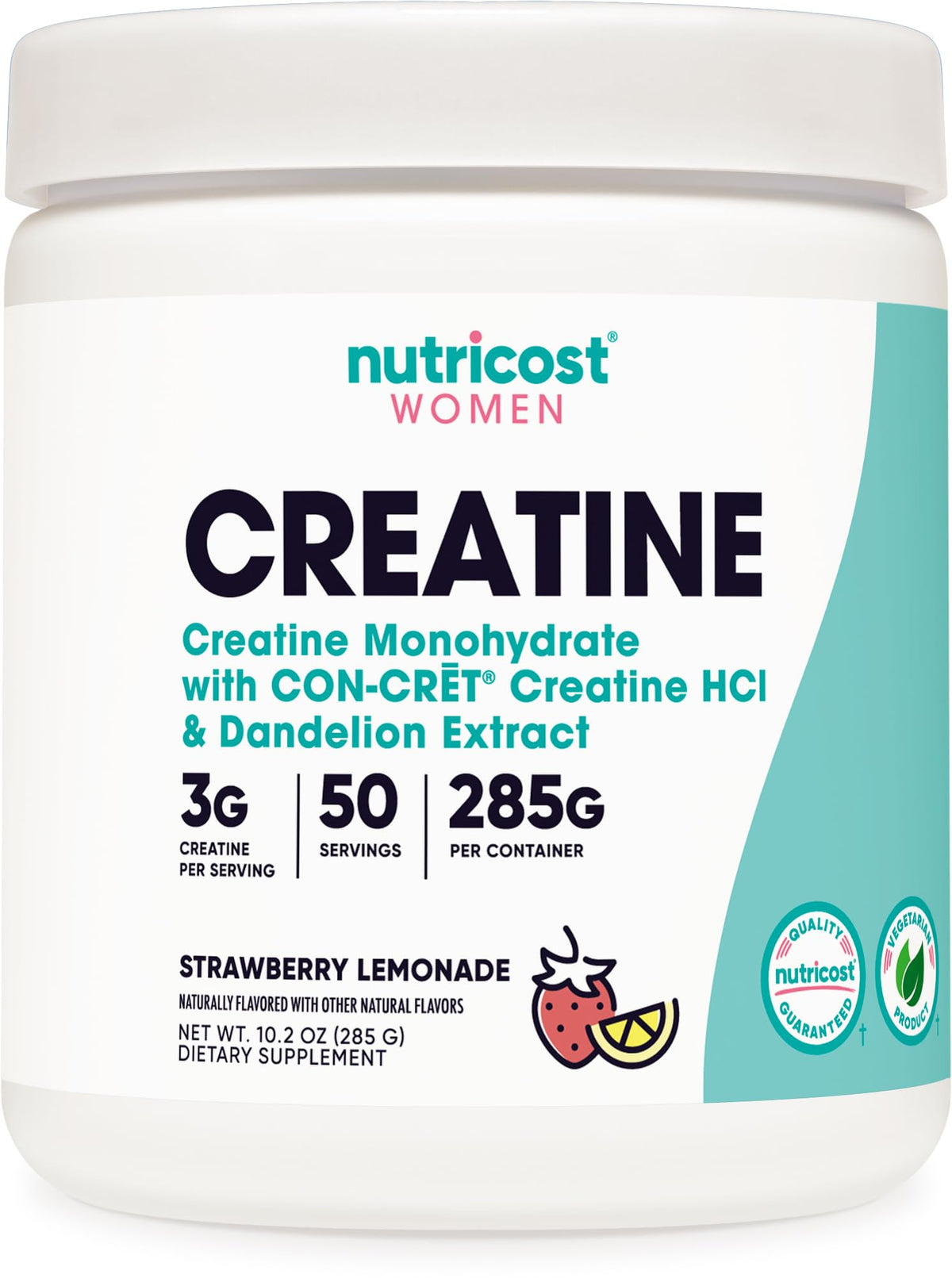 Nutricost créatine micronisée Fraise-Citronnade dans la bouteille, pratique à emporter