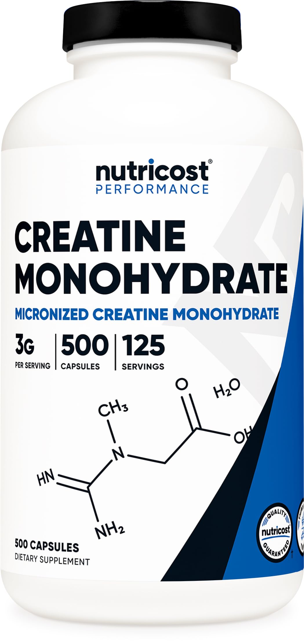 Nutricost Créatine Monohydrate en bouteille, format pratique pour l'entraînement.