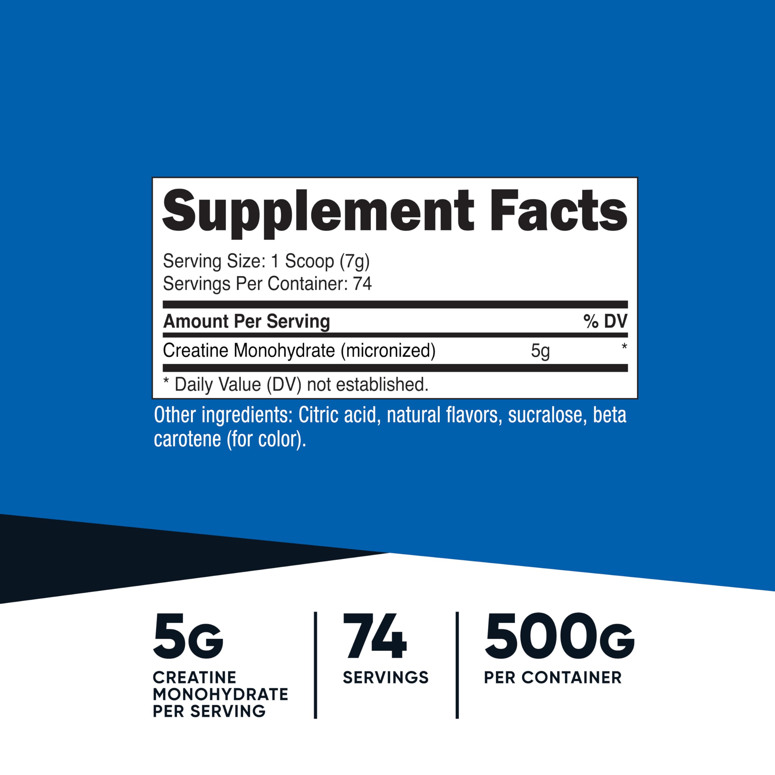 Doseur indiquant 5 g de créatine monohydrate pour une prise simple