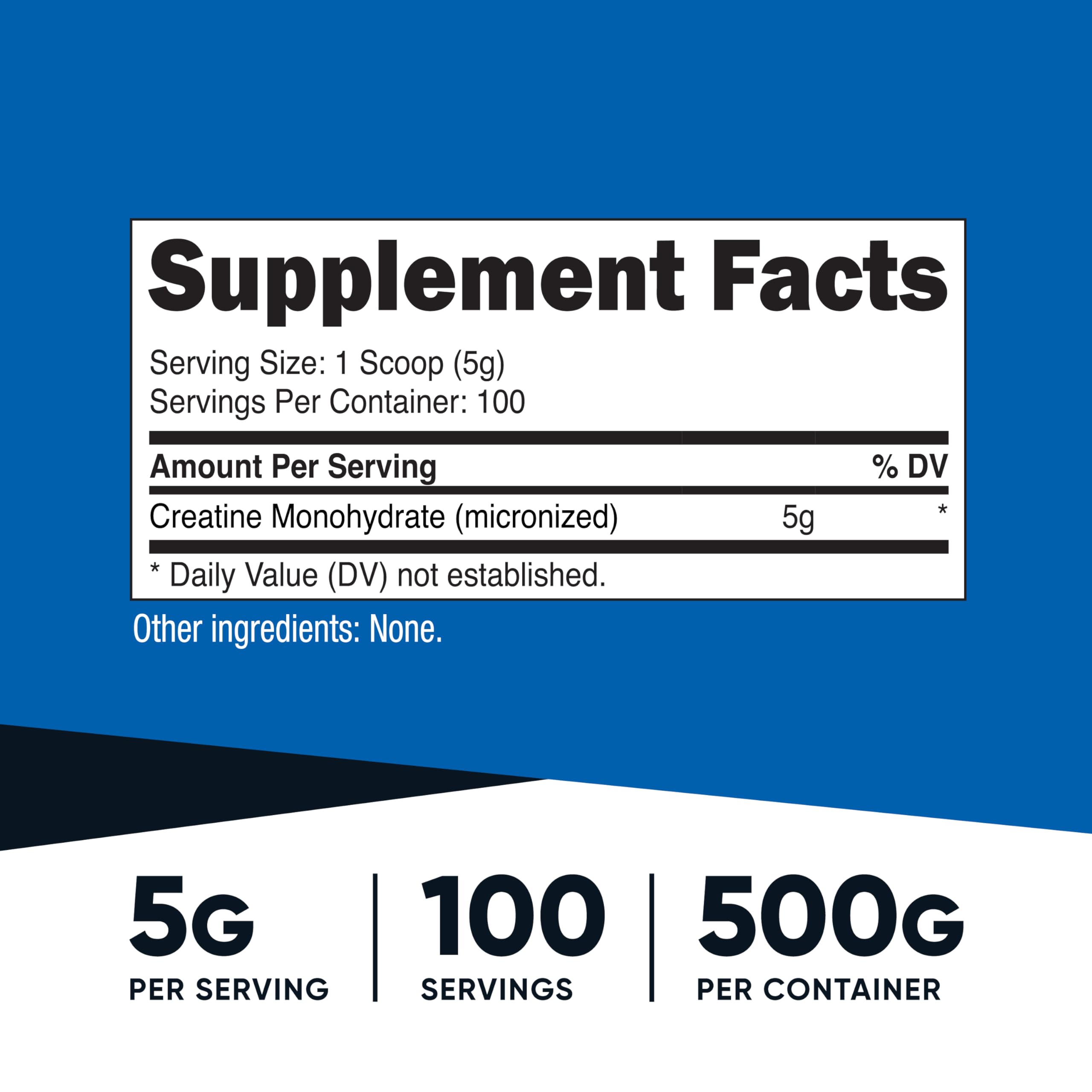 Nutricost Créatine Monohydrate – Doseur inclus pour mesurer 5 g facilement.
