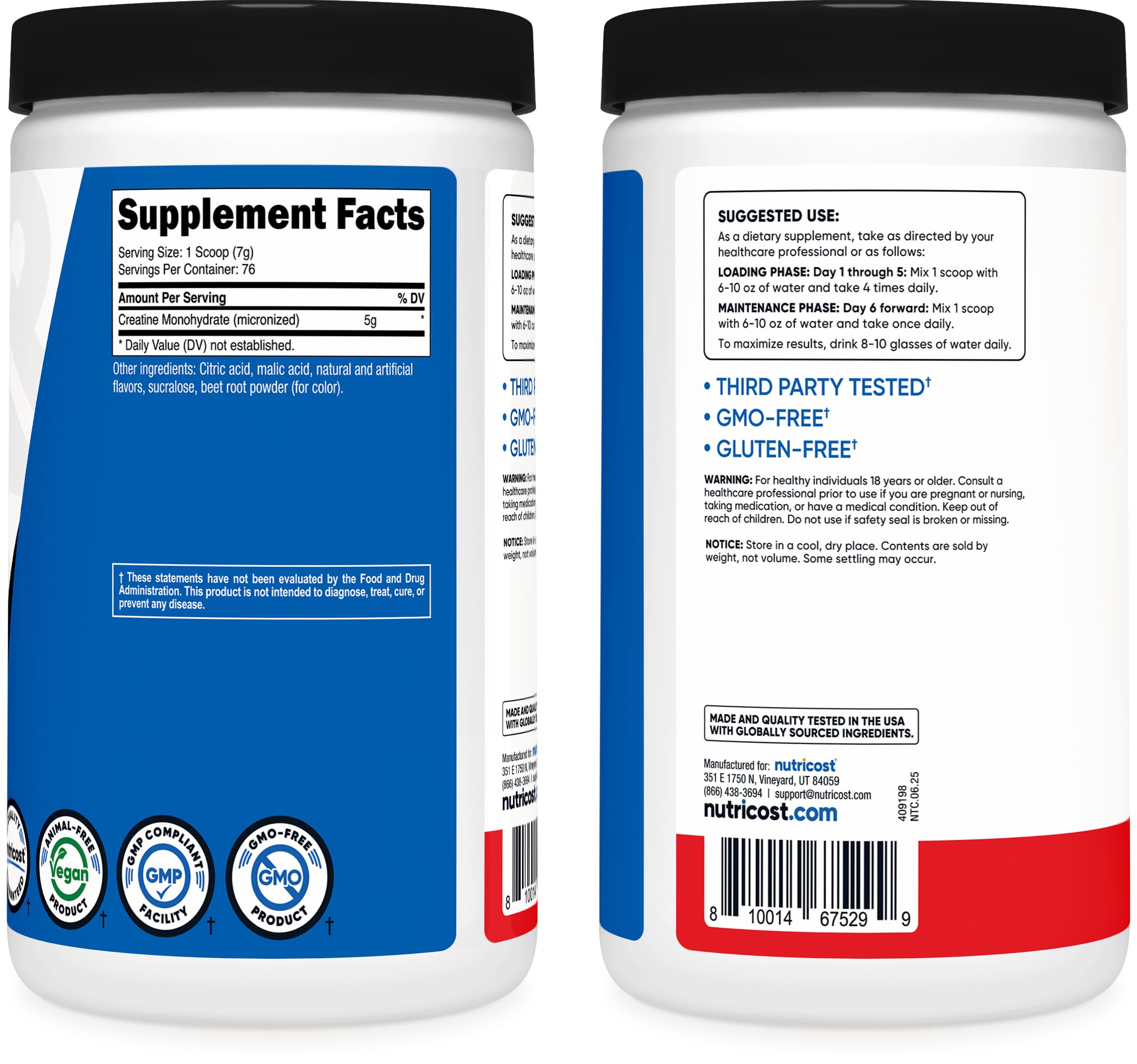 Nutricost Créatine Monohydrate Poudre, ajout facile à votre routine d’entraînement.