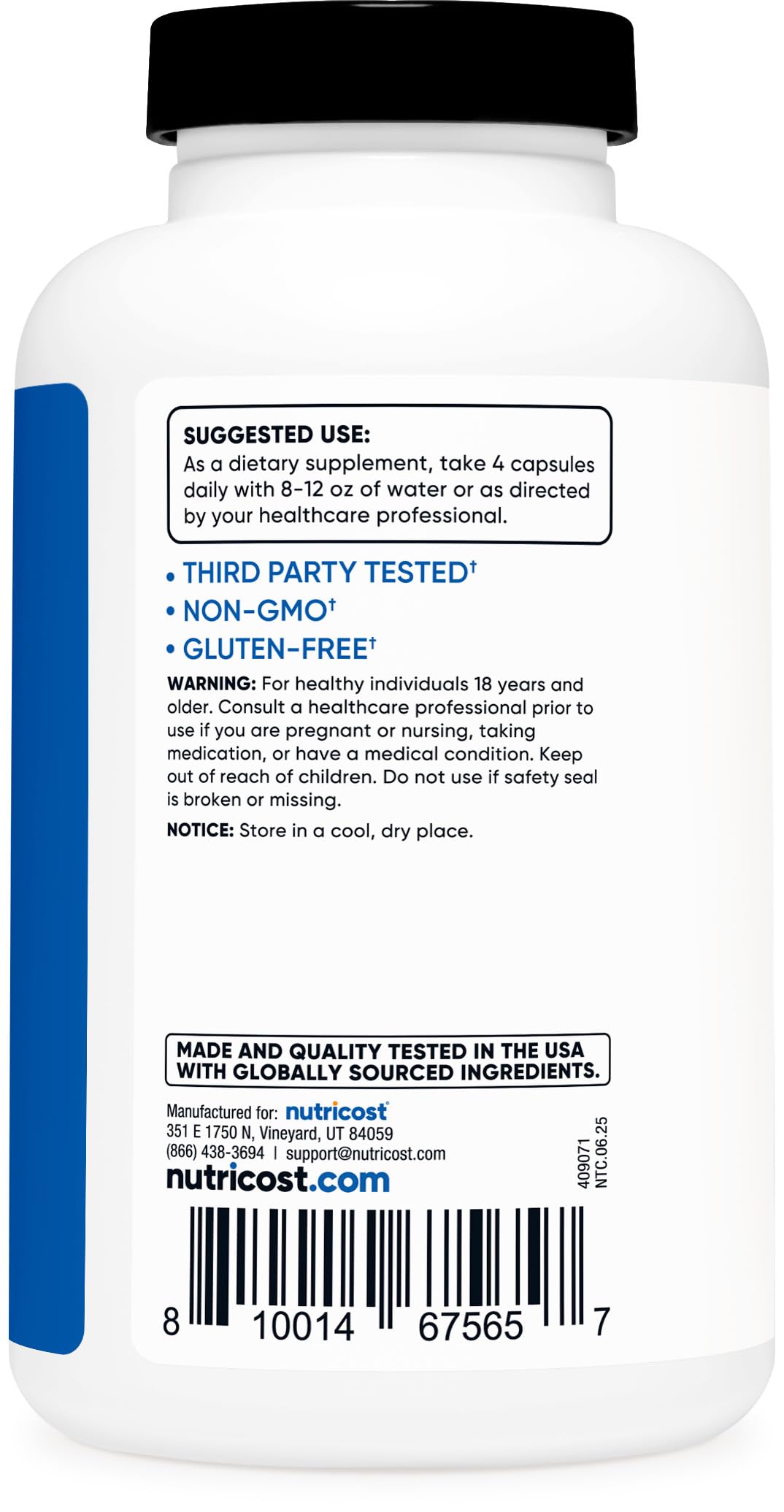 Nutricost Creatine Monohydrate, sans gluten et sans OGM pour votre routine.