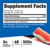 Nutricost Créatine Monohydrate Pastèque acidulée avec doseuse pratique pour portions faciles.