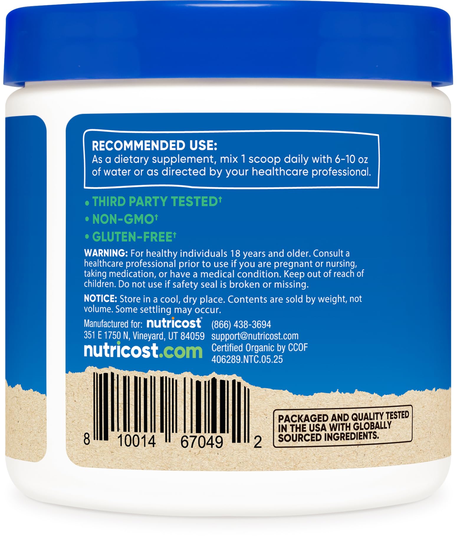 Nutricost Crinière de Lion Poudre — texture fine, idéal pour mélanger dans boissons.