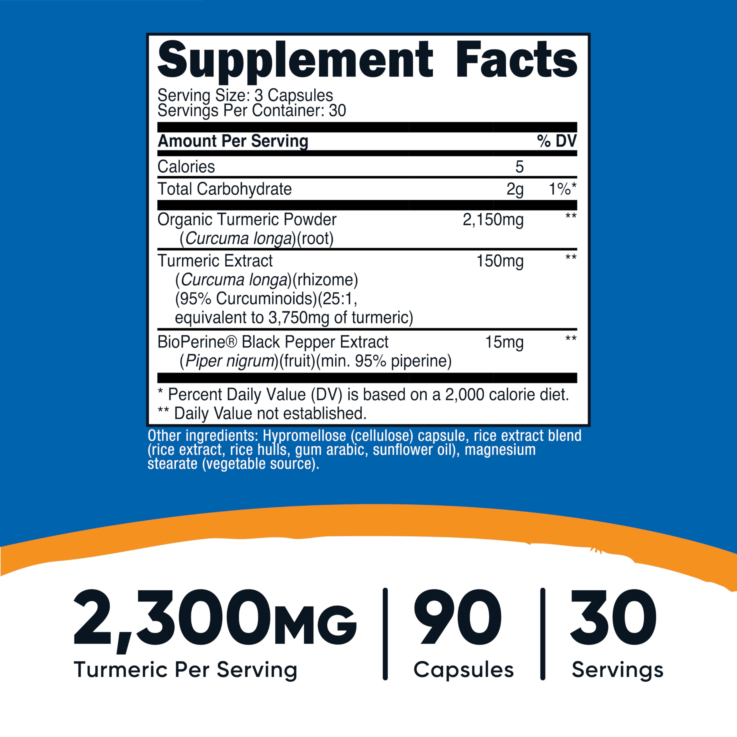 Nutricost Curcuma Capsules Emballage — faciles à avaler et adaptées au quotidien.