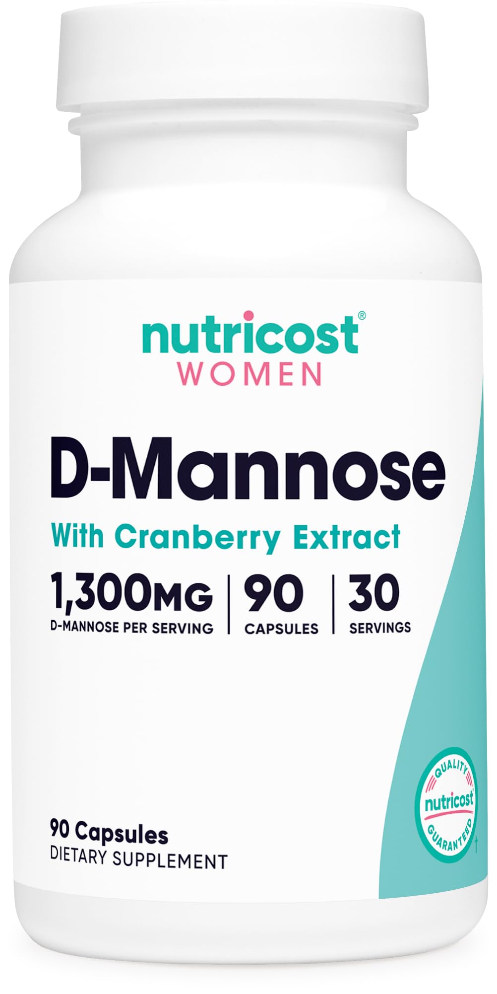 Nutricost D-Mannose avec extrait de canneberge — bouteille prête à l'emploi et pratique.