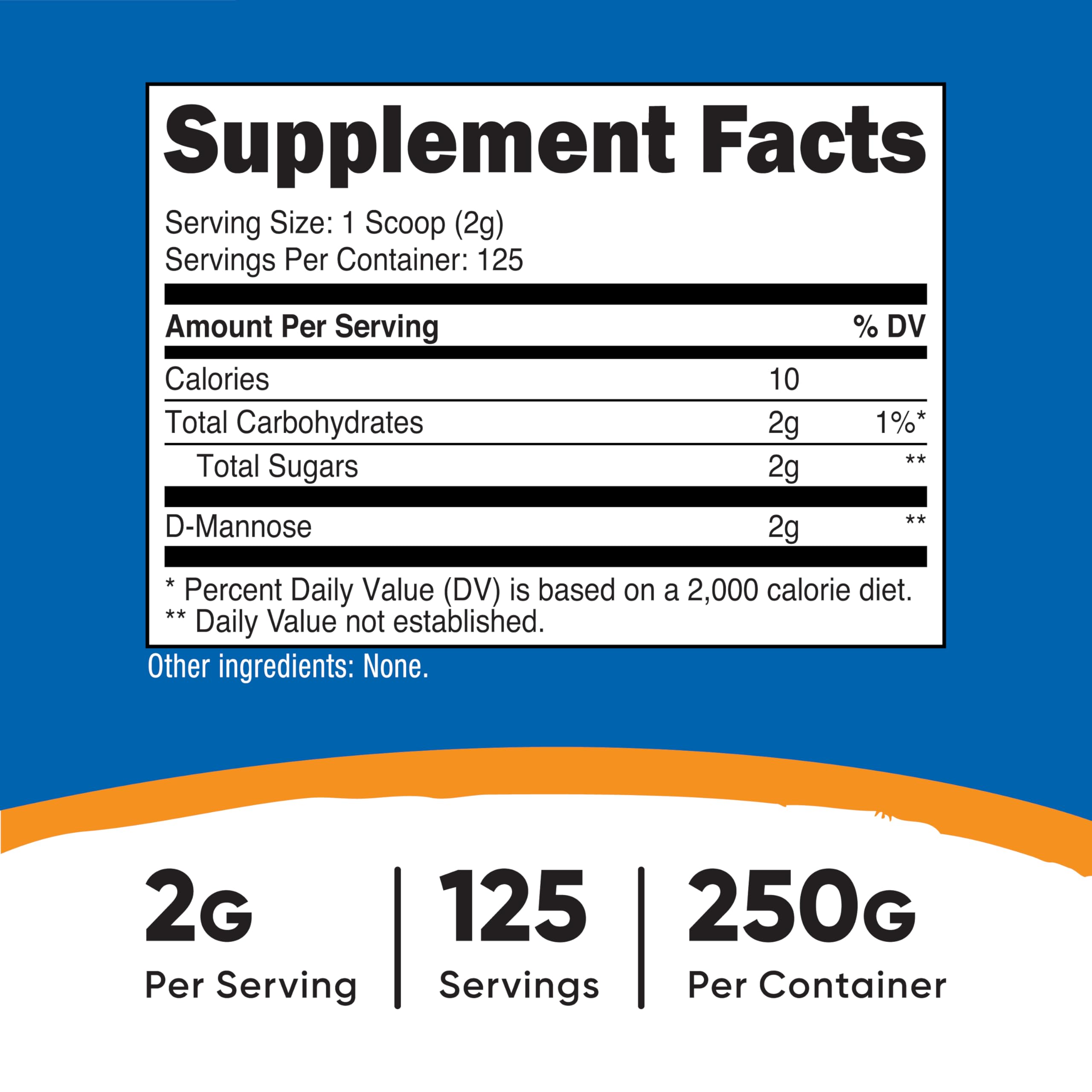 Nutricost D-Mannose – dose-cuillère facile à mesurer chaque portion.