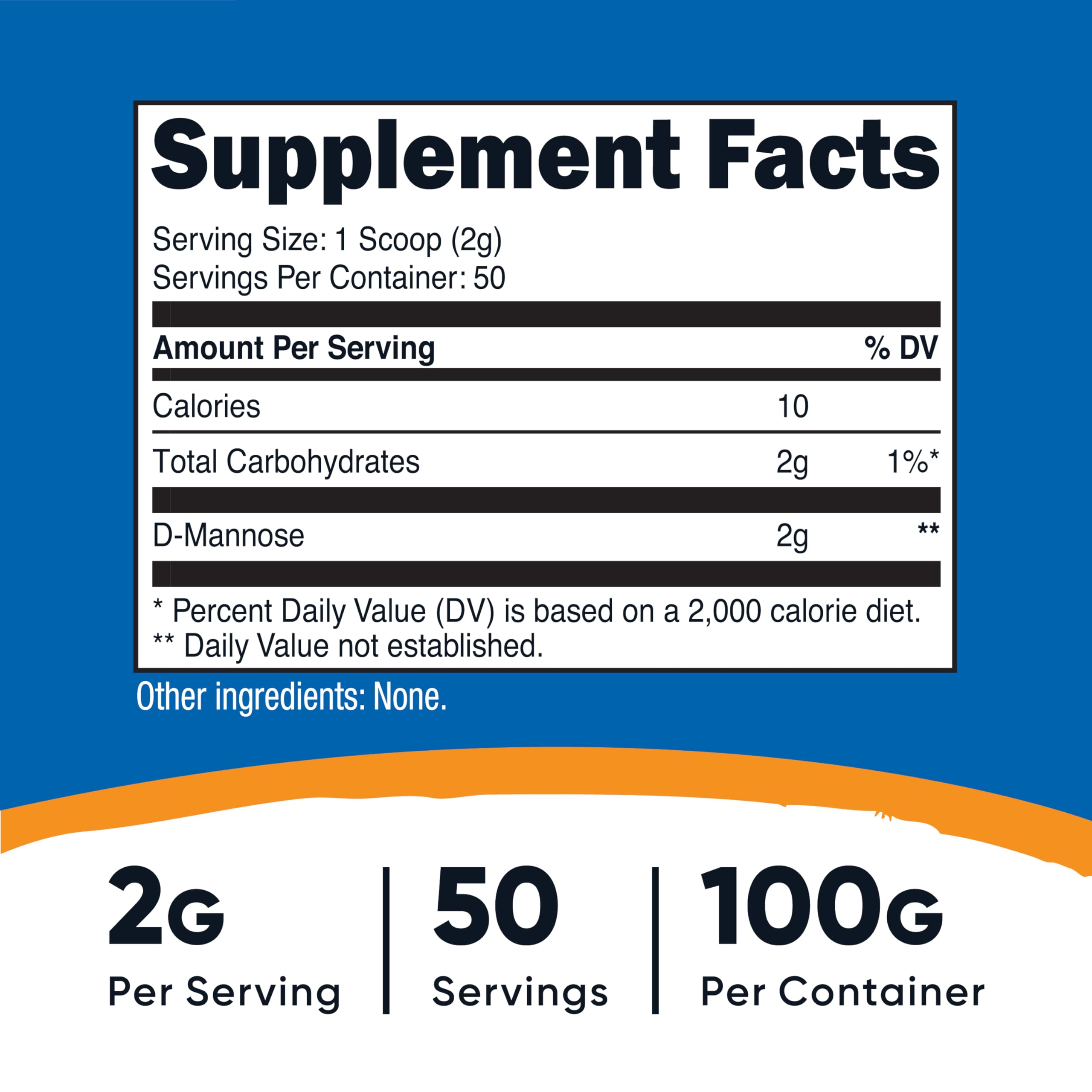 Nutricost D-Mannose Poudre avec doseur intégré pour portions fiables.