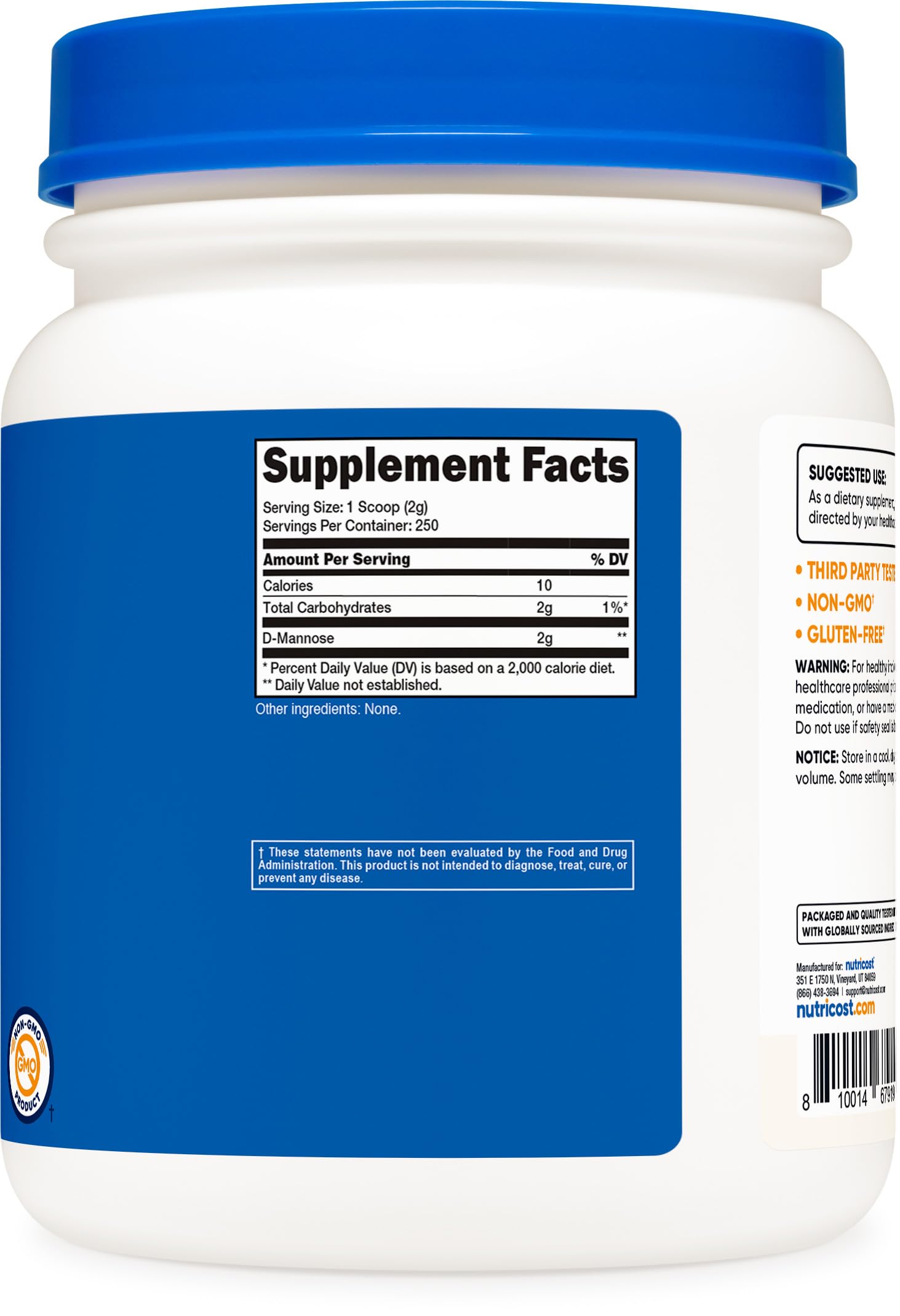 Nutricost D-Mannose – verre d'eau rapide et pratique.