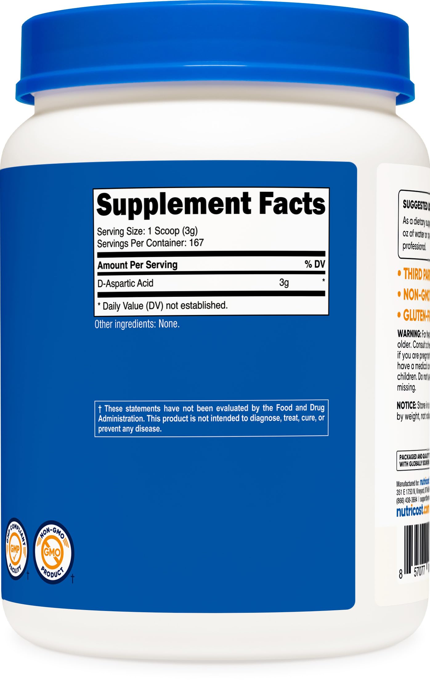 Nutricost DAA poudre usage quotidien facile et polyvalent.