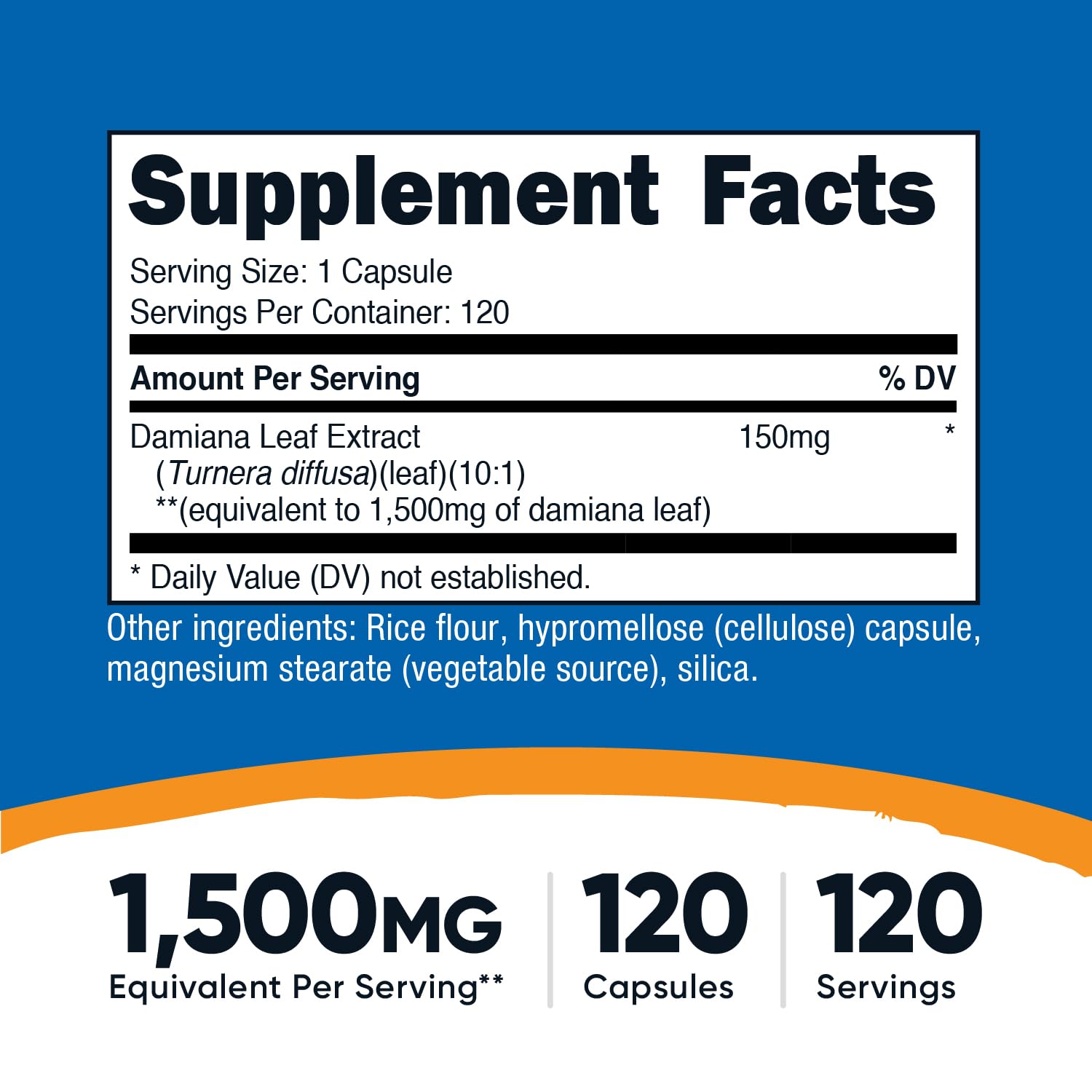 Nutricost Damiana Feuille – capsules faciles à prendre pour une routine pratique.