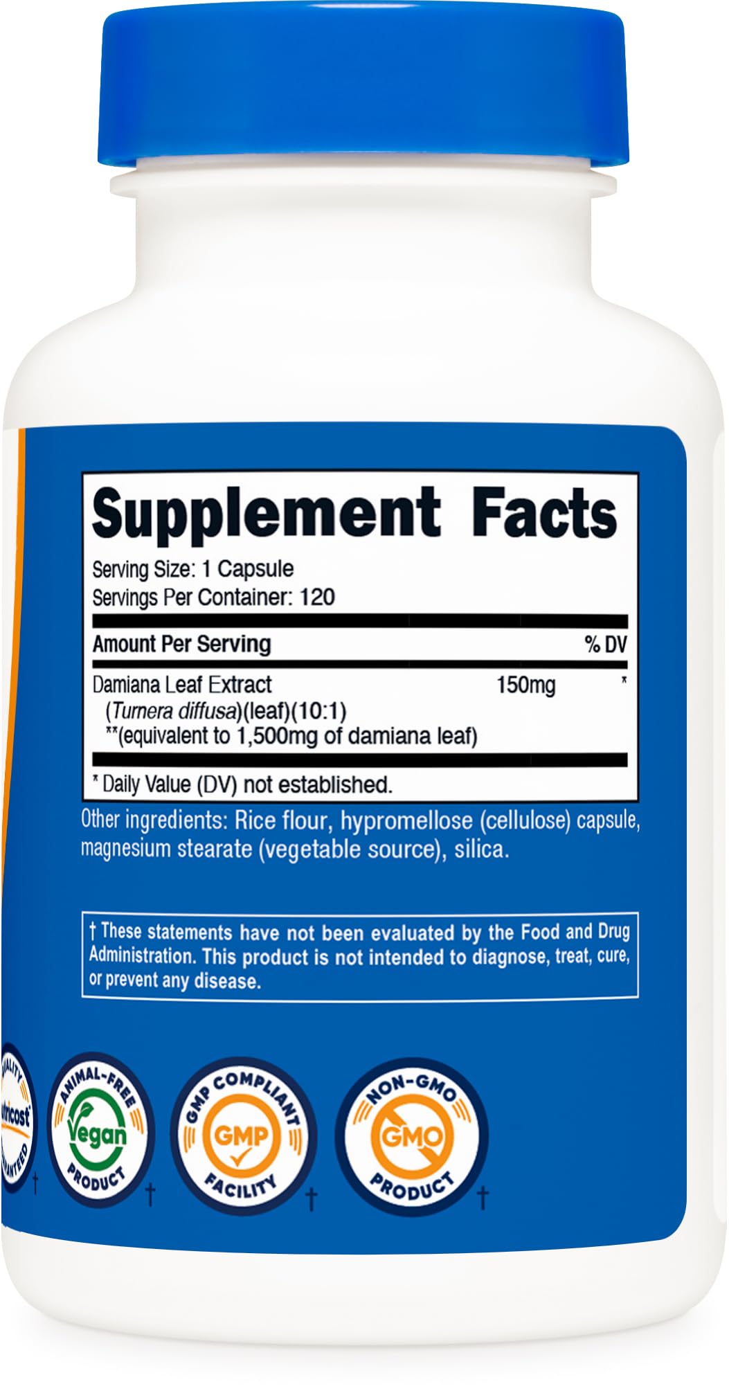 Nutricost Damiana Feuille – utilisation facile en gélules, intégration à la routine quotidienne.